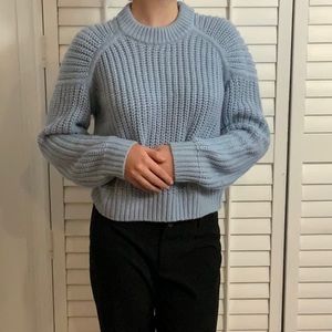 TWIK Size M Women’s Powder Blue Fall Sweater Cable Knit